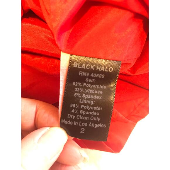 Red Drape Dress Size 2 Gretchen Cowl Neck Black Halo Sheath Classic Sophisticate - Picture 8 of 10